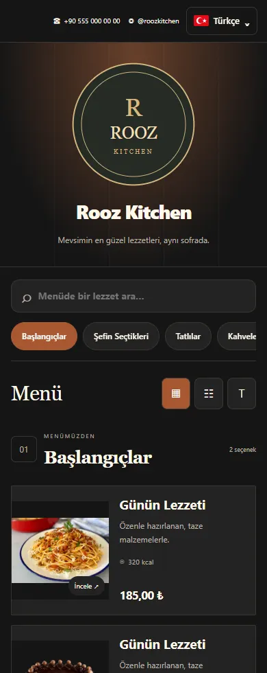 Premium 5 menü tasarımı önizlemesi