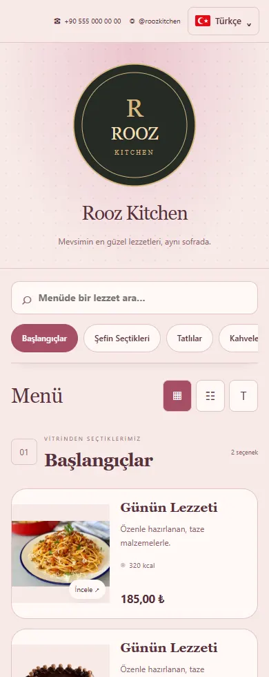 Şablon 4 menü tasarımı önizlemesi