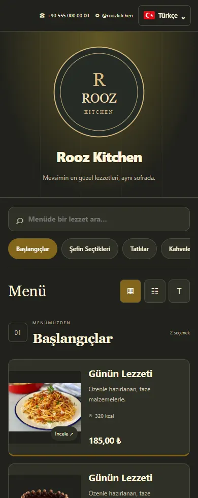 Şablon 5 menü tasarımı önizlemesi