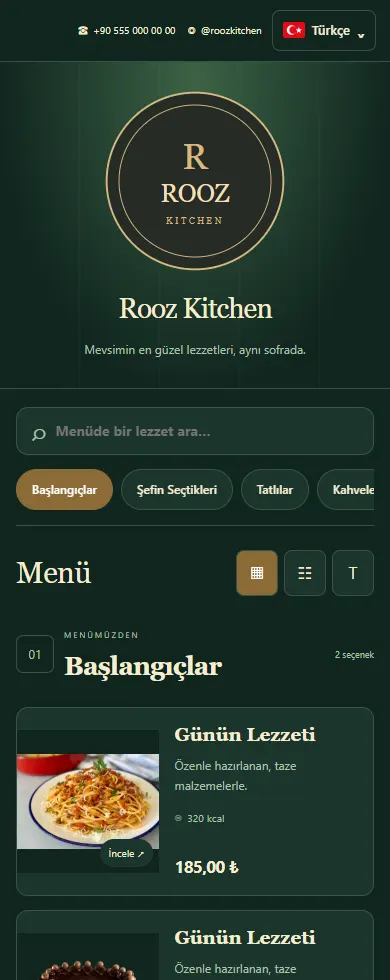 Premium 2 menü tasarımı önizlemesi