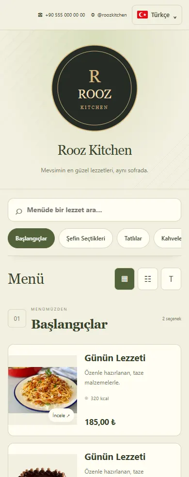 Premium 3 menü tasarımı önizlemesi