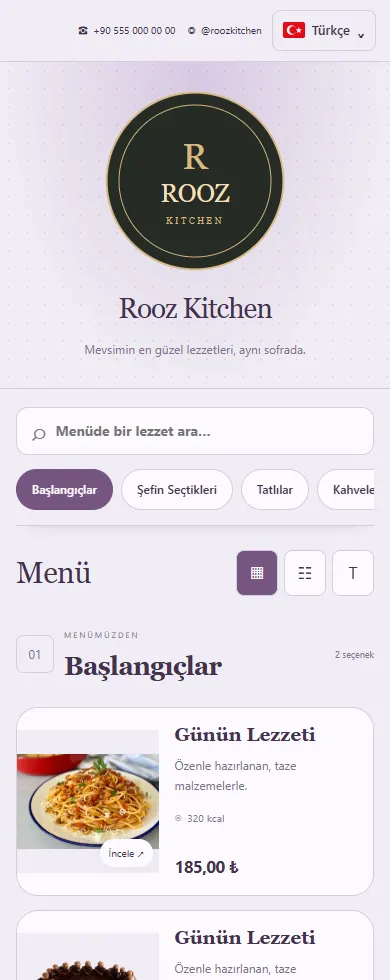 Premium 4 menü tasarımı önizlemesi